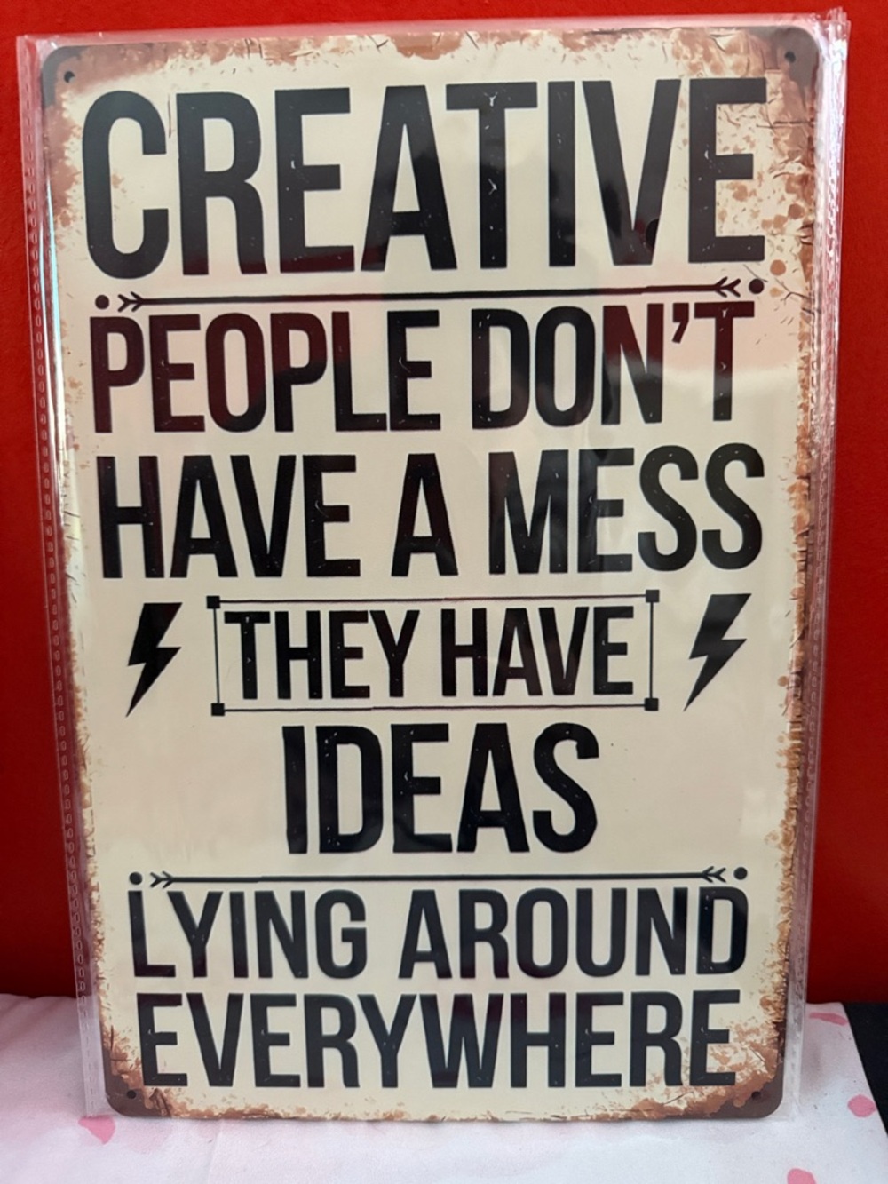 Funny Creative Sign – “Ideas Lying Around Everywhere” Wall Decor 8x12"